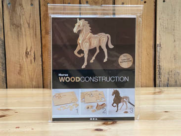 3D-Selbstbau-Holz-Puzzle in Form eines Pferdes.