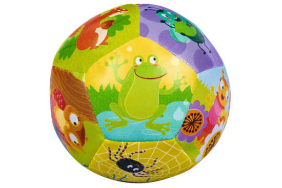 Weicher Spielball mit liebevoll illustrierten Krabbelkäfer-Motiven für kleine Kinder ab 3 Monaten.